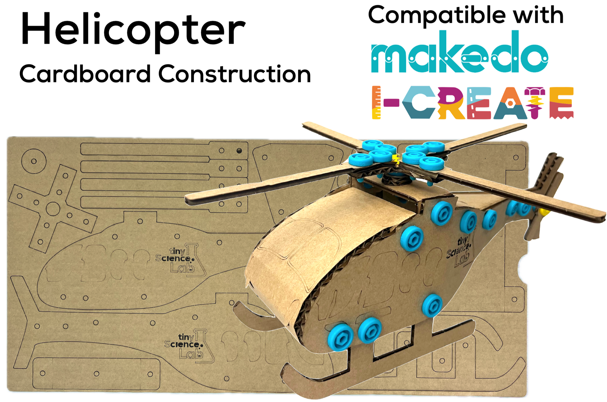 Helicopter Cardboard Construction Template Makedo and I-Create Compatible