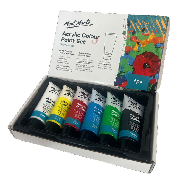 Paints Acrylic Colour Paint Set 6 Bright Colours