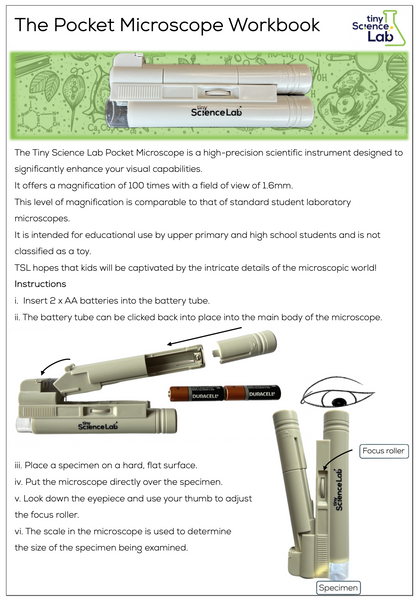 Pocket Microscope 100X Magnification with Downloadable Workbook